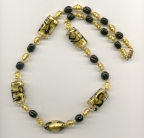 Black Swirls & Gold Foil 24 Inch Necklace